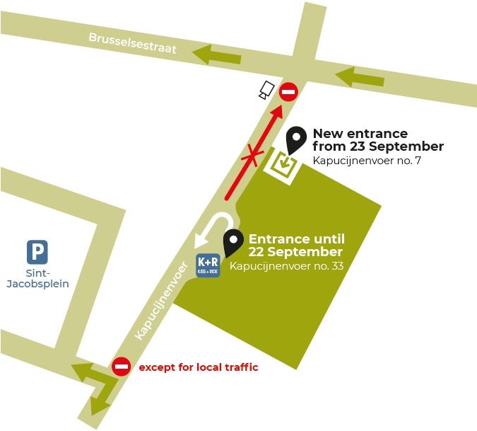 Entrance moves to Kapucijnenvoer 7 on 23 September